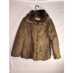 Marc New York Andrew Marc Brown Down Puffer Jacket Real Rabbit Fur Collar Medium